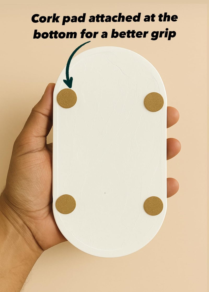 TREETRUNK Concrete Oval Trinket Tray | Jewellery/Makeup/Table Organizer l Home Decor l Candle Tray | Multipurpose (Off White) 18.8x10.2x2cm - Image 3
