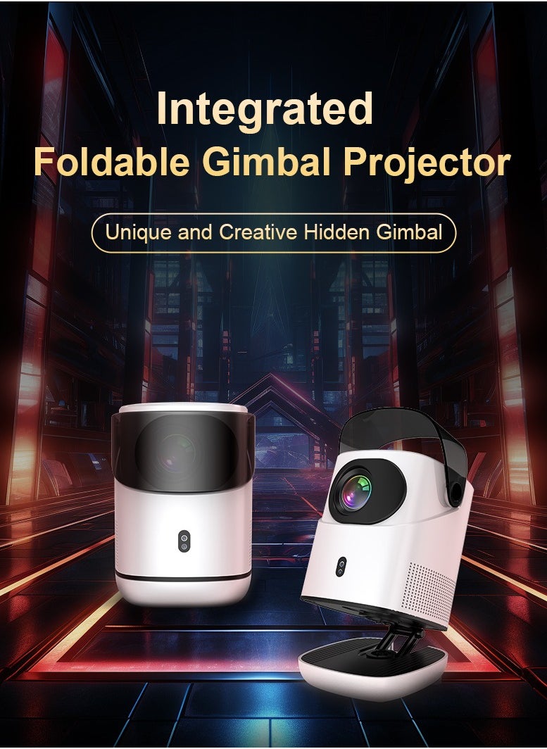 Generic New Unique Design Foldable Gimbal Projector HD 1080P With 240 Ansi Lumens Supported 4K Video  - Image 5
