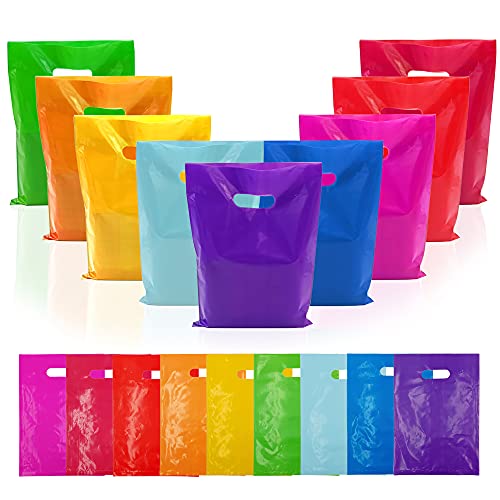 PPXMEEUDC 54PCS Plastic Handle Bag Plastic Party Favor Bags Party Gift Bags for Birthday Party Gift Shop Retail Bag Halloween Christmas Thanksgiving Candy Cookies Dessert - Image 1