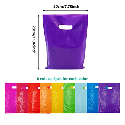 PPXMEEUDC 54PCS Plastic Handle Bag Plastic Party Favor Bags Party Gift Bags for Birthday Party Gift Shop Retail Bag Halloween Christmas Thanksgiving Candy Cookies Dessert - Image 2