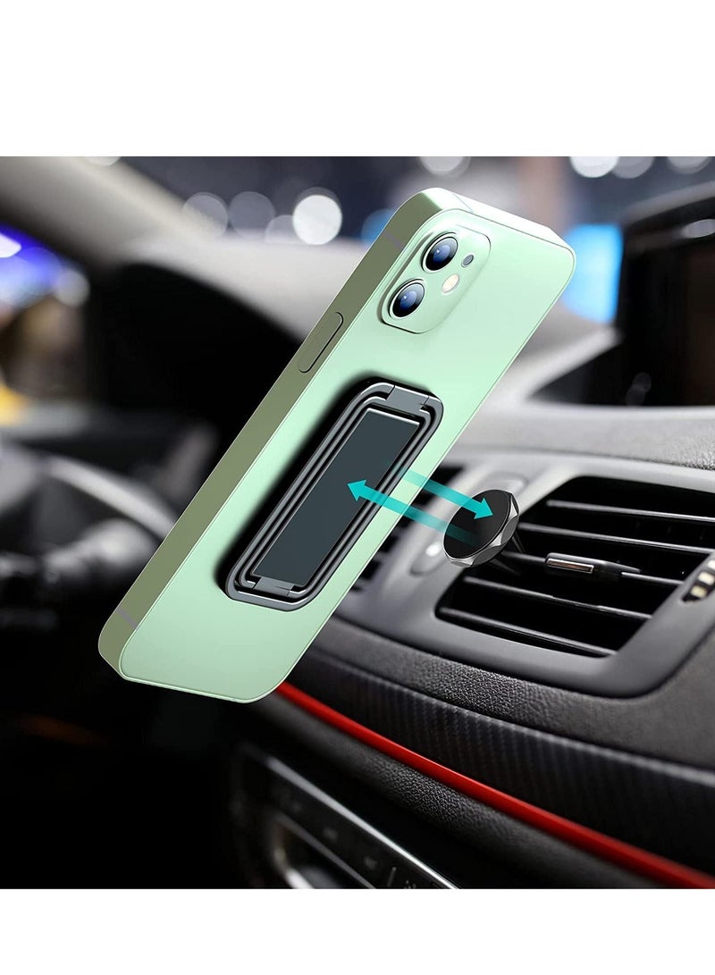 Y&D Finger Grip Phone Holder Magnetic Stand Kickstand, Tablet Stands, Ultra-Thin 360° Rotation Phones Back Foldable for Hand/Bed Universal Car Mount – Metal Black - Image 5