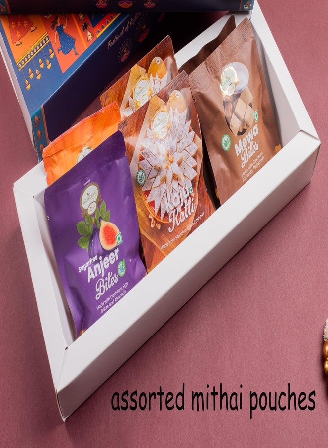 Jaiccha Ghasitaram Gifts Jaiccha Diwali Gift - Ghasitaram Big Hamper Box of Best Bites, mithai/Sweet Pouches, dryfruit, namkeen and t- Lights|Gift Hamper|Diwali Gift Hamper|Food Hampers|Gourmet Hampers| - Image 2