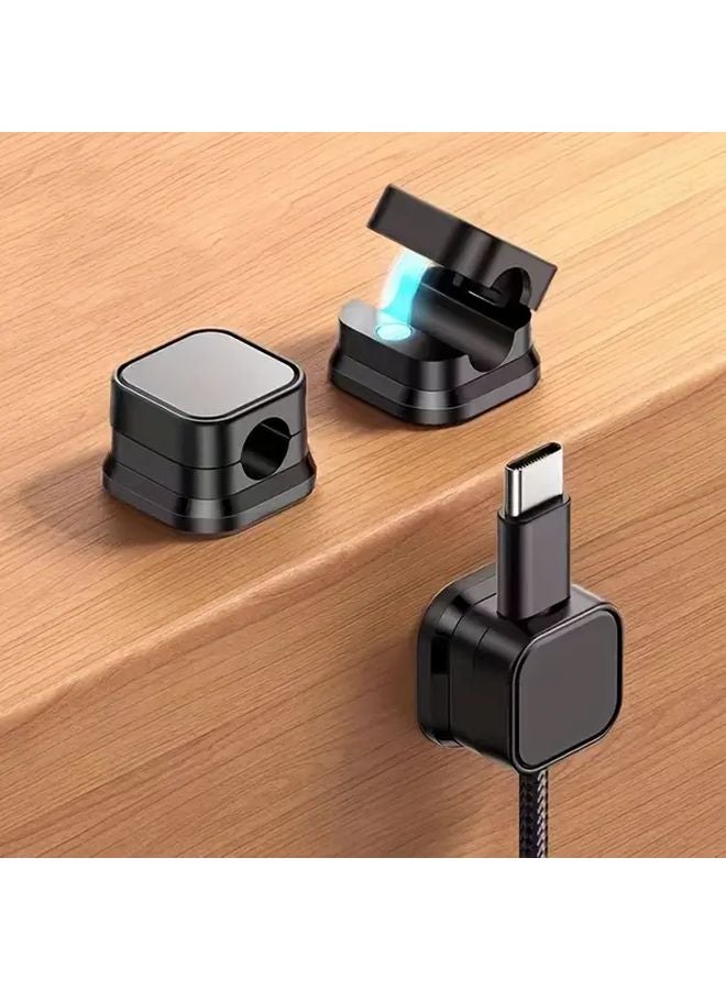 Black 6pcs Magnetic Cable Organizer Holder Desk Wall Mounted Charging Station - Image 4