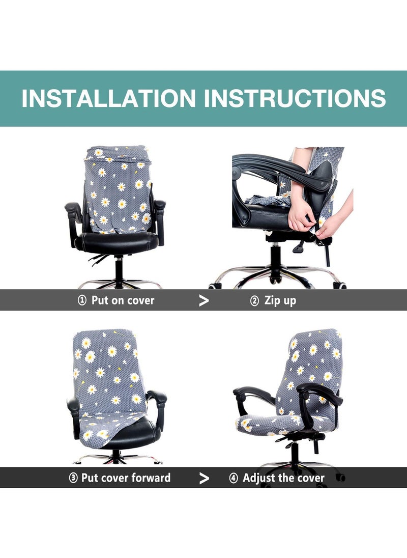 Generic Office Chair Cover Stretch Jacquard Office Computer Chair Seat Covers Removable Washable Anti-dust Waterproof Desk Chair Seat Cushion Protectors For Office Computer Chairs(Not Chair Include)  - Image 5