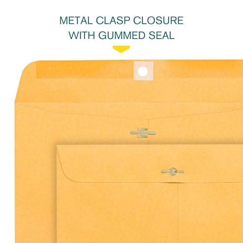 EnDoc 10 x 15 Clasp Envelopes - 100 Pack Brown Kraft Catalog Mailing Gummed Seal Envelope - 28lb Heavyweight 10x15 Inches Manila Envelopes for Home, Office, Business, Legal or School - Image 4