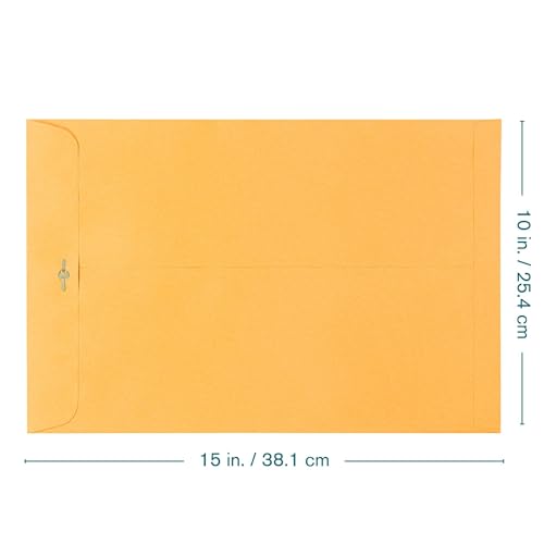 EnDoc 10 x 15 Clasp Envelopes - 100 Pack Brown Kraft Catalog Mailing Gummed Seal Envelope - 28lb Heavyweight 10x15 Inches Manila Envelopes for Home, Office, Business, Legal or School - Image 2