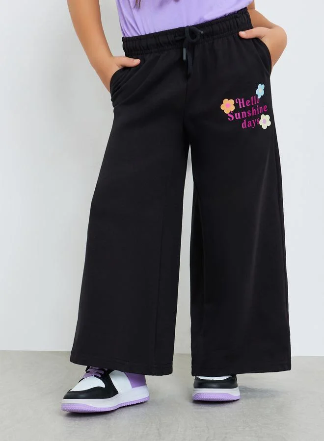 Styli toddler Girl Wide leg jogger with placement print