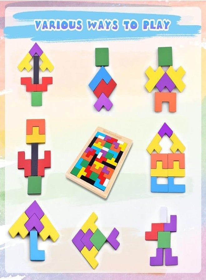 Orrda Entertain Kids Wooden Russian Blocks Tetris Puzzles for Kids | Wood Intelligence Puzzle | Brain Teasers Games Toys | Educational Building Blocks Gift for Kids Toddlers Ages Upto 3-8 (40 Pcs) - Image 5
