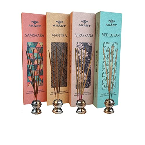 Anant Natural Hand Rolled Premium Fragrance Incense Sticks | Pack of 4 | Ved Loban | Vipassana | Mantra | Samsaara | Spiritual Agarbattis - 40 Sticks/Box - Image 1