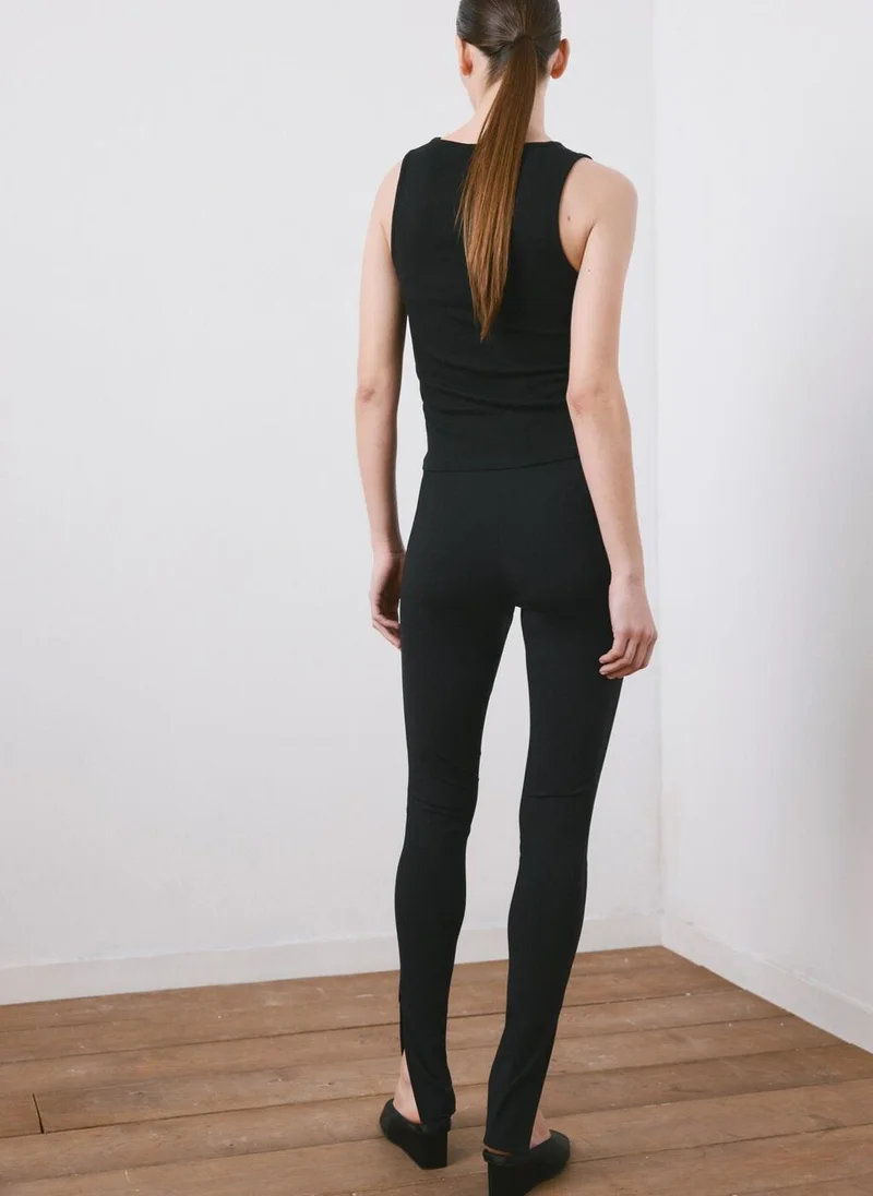 مانجو Ribbed cotton-blend top