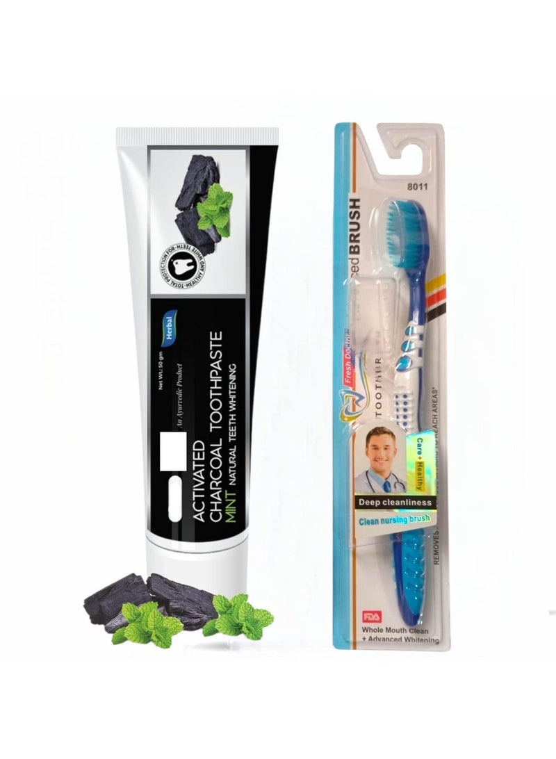 Complete Dental Care Bundle - Fresh Doctor Toothbrush + Activated Charcoal & Herbal Whitening Toothpaste (140ml) - Image 1