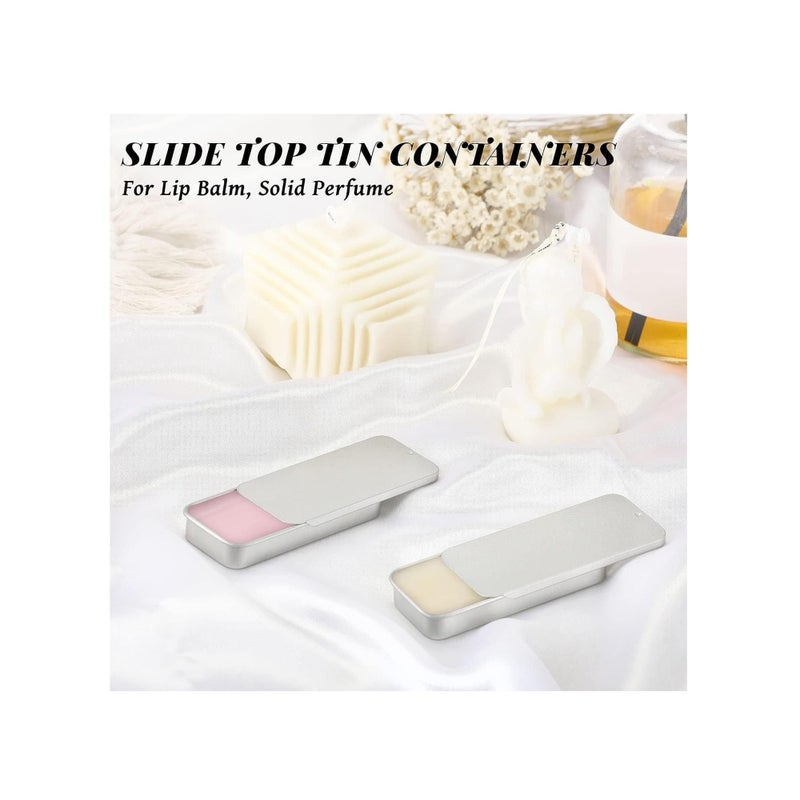 Zikra 40 Pcs Slide Top Tin Small Rectangular Metal Tins Containers with Lids for Lip Balm Candies Jewelry Crafts Pills Storage Kit (Silver, 3.15 x 1.38 x 0.43 Inch) - Image 3