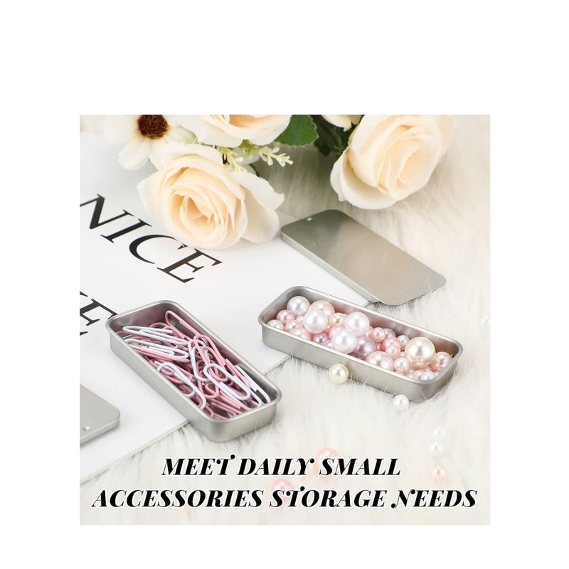 Zikra 40 Pcs Slide Top Tin Small Rectangular Metal Tins Containers with Lids for Lip Balm Candies Jewelry Crafts Pills Storage Kit (Silver, 3.15 x 1.38 x 0.43 Inch) - Image 5