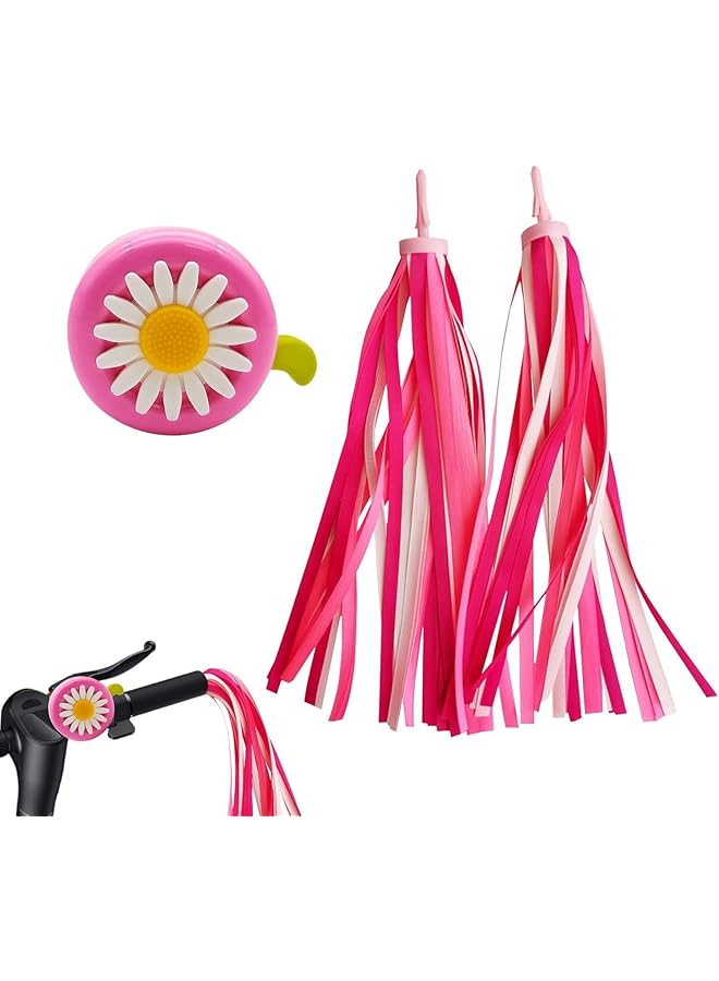 Parlberd Cute Kids Bike Bell With 2Pcs Colorful Bike Streamers Bicycle Tassel Streamer Bicycle Bell Bike Handlebar Streamers Bicycle Ring For Boys & Girls Kids Bikes Tricycles - Image 1