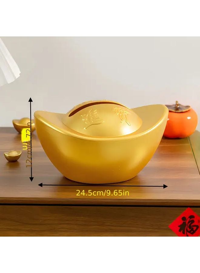 Golden Silvery Round Tissue Box Holder Large Capacity Bathroom Home Decor - Image 3