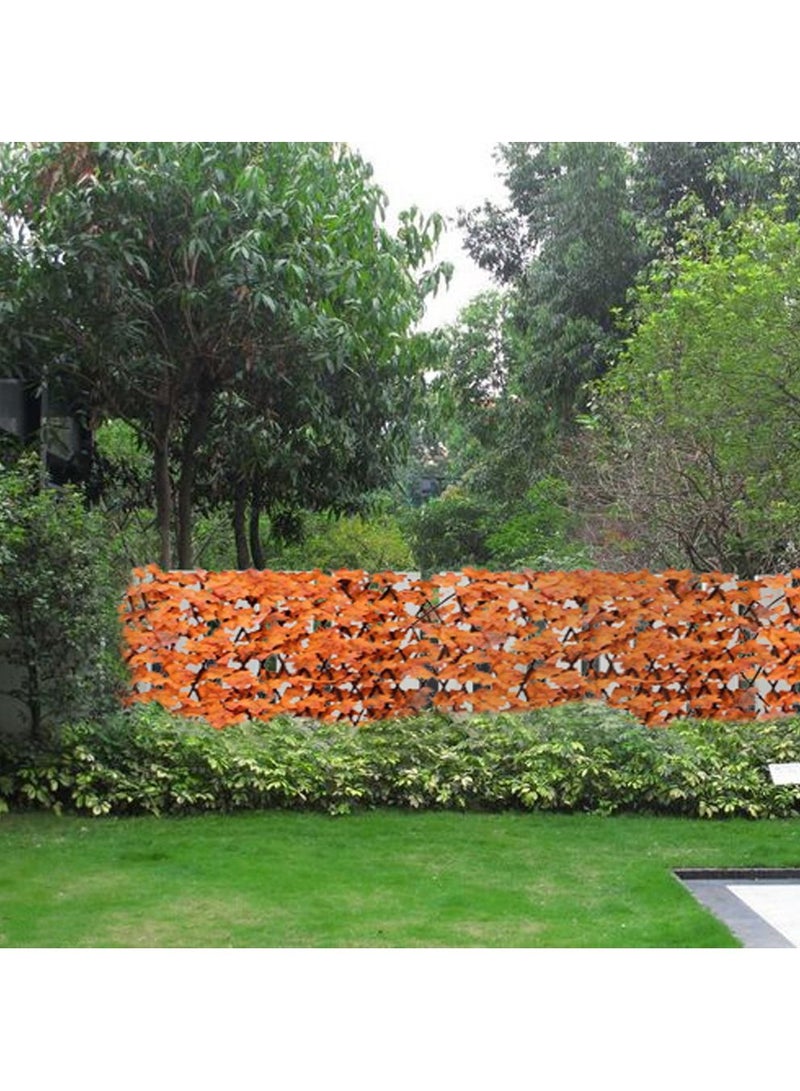 LINGWEI Bamboo Wooden Fence with Artificial Plants Orange Ivy Leaf Privacy Fence Screen Expandable Wicker For Home Wall Decoration 6pcs - Image 3