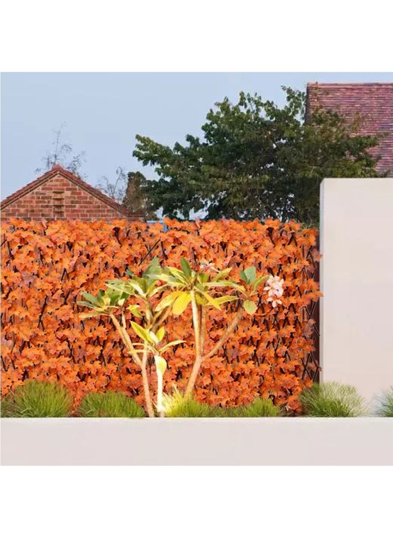 LINGWEI Bamboo Wooden Fence with Artificial Plants Orange Ivy Leaf Privacy Fence Screen Expandable Wicker For Home Wall Decoration 6pcs - Image 4