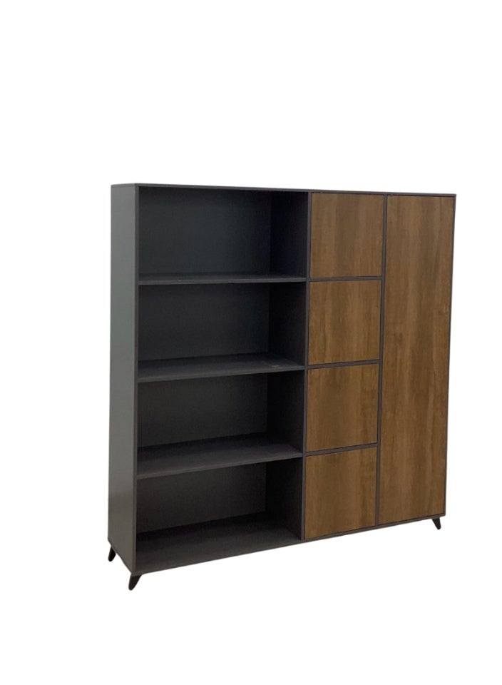 SMART HOME Two-door wooden office filing cabinet and storage cabinet with open shelves – a stylish, modern design for organizing files, books, and folders (170 cm high, 160 cm wide) – a luxurious office cabinet for organizing documents and papers for offices, schools, and businesses. - Image 3