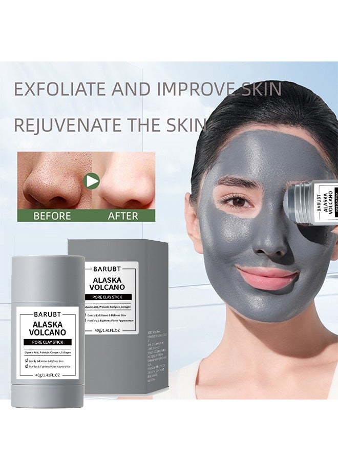 BARUBT Alaska Volcano Pore Clay Stick- Deeply Cleansing Volcanic Mud Purifying Clay Stick Mask, ​Deep Pore Cleansing, Removes Blackheads for All Skin of Men and Women - Image 1