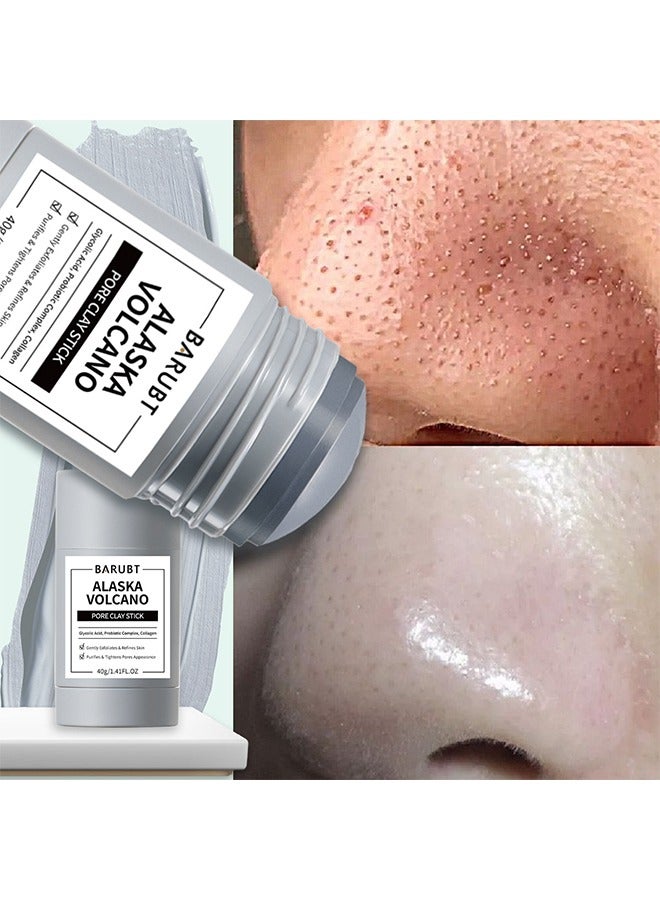 BARUBT Alaska Volcano Pore Clay Stick- Deeply Cleansing Volcanic Mud Purifying Clay Stick Mask, ​Deep Pore Cleansing, Removes Blackheads for All Skin of Men and Women - Image 4