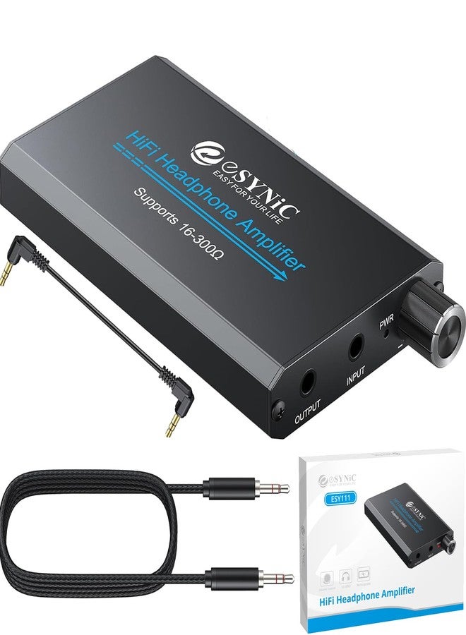 eSynic 16-300 Ohms Headphone Amplifier- Rechargeable Hi-Fi 3.5mm Audio Amplifier with Gain Switch& Aluminum Alloy Body-Headphone Amp Portable forPhone/Laptop/PC [Also As The Aux Amplifier for Car] - Image 1