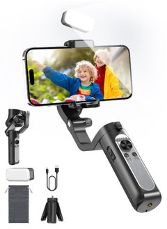 Generic Gimbal Stabilizer for Smartphone, 3-Axis Gimbal for iPhone Android with Magnetic Adjustable Fill Light,Foldable Stabilizer for One-Key Inception for Youtuber,Vlog,Video Record  - Image 1