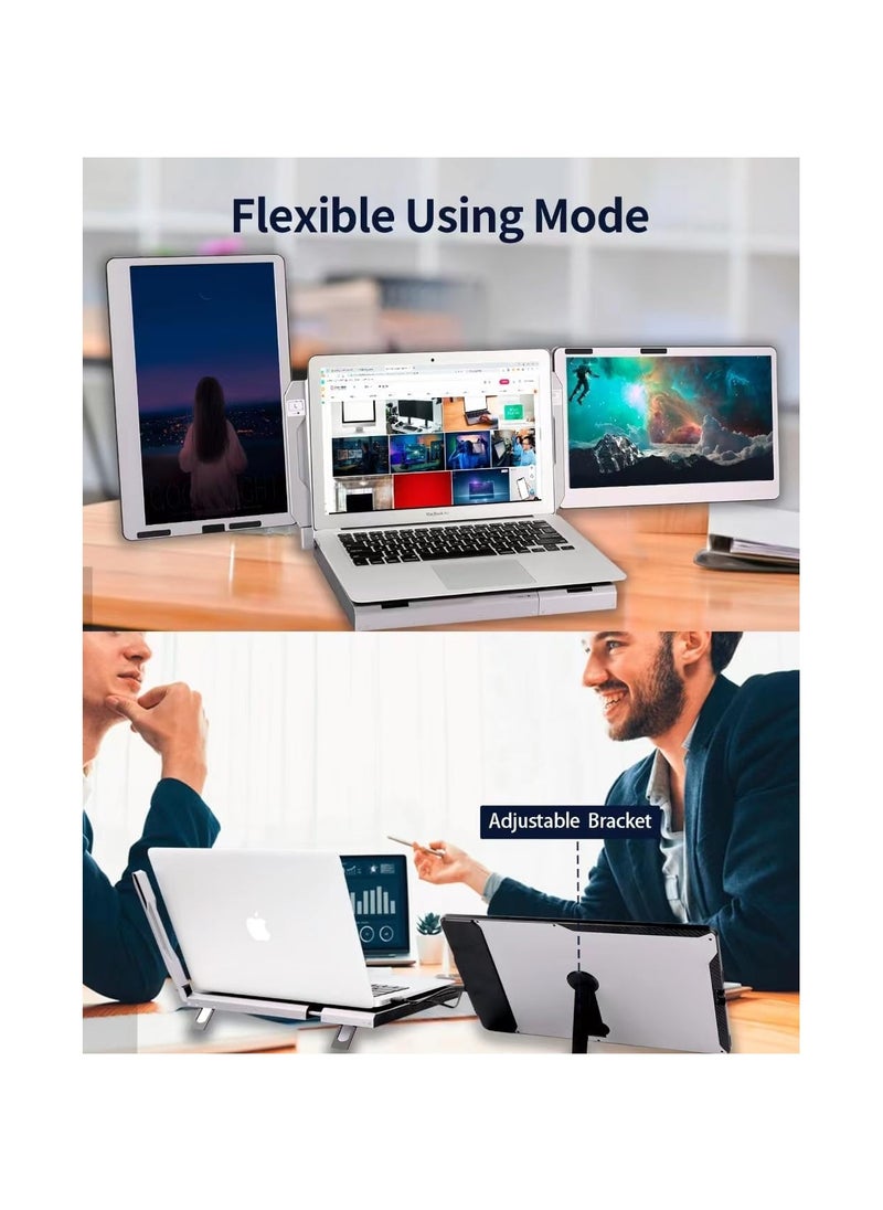 V2COM - 2023 F2 Laptop Screen Extender Monitor Triple Portable Monitor for Laptop 14 Inch Full Angle with Adjustable Stand Laptop Monitor Extender Plug and Play Type-C/HDMI for Windows, Mac - Image 1