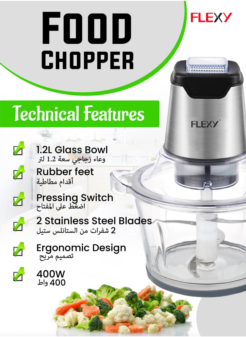 Flexy FLEXY Food Processor Electric | Chopper, Mincer, and Blender for Garlic, Onion, Chili, Veggies, Pumpkin & Nuts - Transparent, 2-Year Warranty  - Image 2