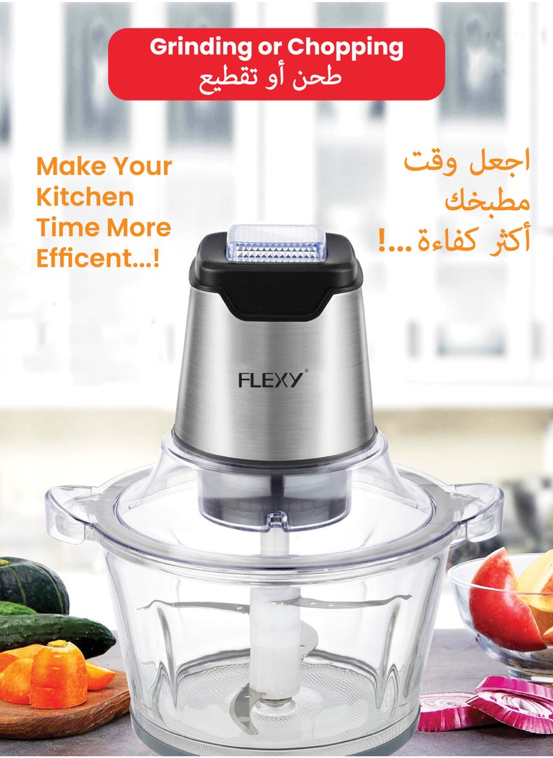 Flexy FLEXY Food Processor Electric | Chopper, Mincer, and Blender for Garlic, Onion, Chili, Veggies, Pumpkin & Nuts - Transparent, 2-Year Warranty  - Image 3