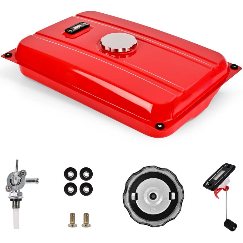 DIYAREA 5 Gallon Generator Gas Fuel Tank with Filter Gauge Cap Universal Fit Compatible with EC2500 5 Gallon Red - Image 2