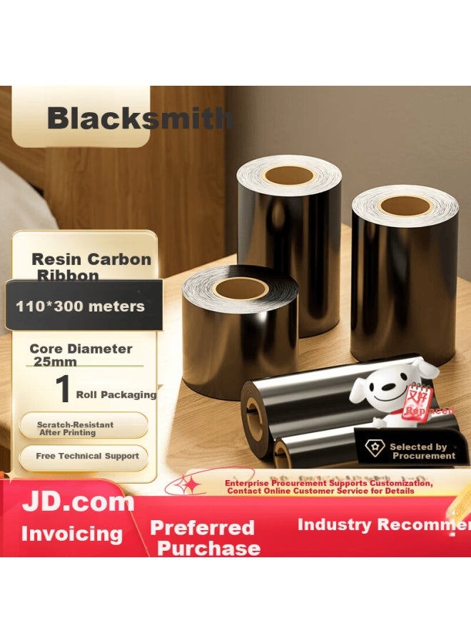 Blacksmith Huojian Wax-resin Hybrid Full Resin Ribbon Thermal Transfer Barcode Printer Label Machine Universal Resin Ribbon 110mm*300m - Image 1