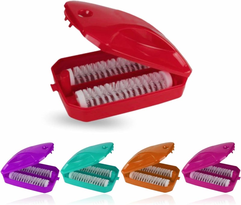 BREEPREE Plastic Handheld Carpet 2 Roller Cleaning Brush with Dust Crumb Collector for Carpets Car Seats Table Linen Sofas Curtains Mats Multicolor Pack of 1  - Image 1