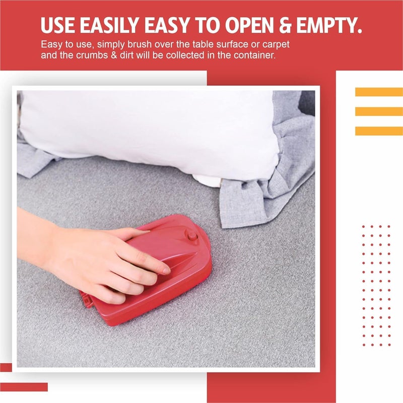 BREEPREE Plastic Handheld Carpet 2 Roller Cleaning Brush with Dust Crumb Collector for Carpets Car Seats Table Linen Sofas Curtains Mats Multicolor Pack of 1  - Image 5