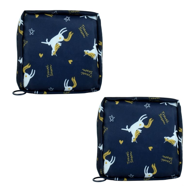2 Pack Sanitary Napkin Storage Bag, Menstrual Cup Pouch, Portable Pads Feminine Menstruation First Period Bags for Teen Girls, Women, Ladies (Unicorn-2 Pcs)