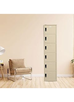 RIGID Steel Curved 6 doors Locker Beige 180x38x46.5cm  - Image 1