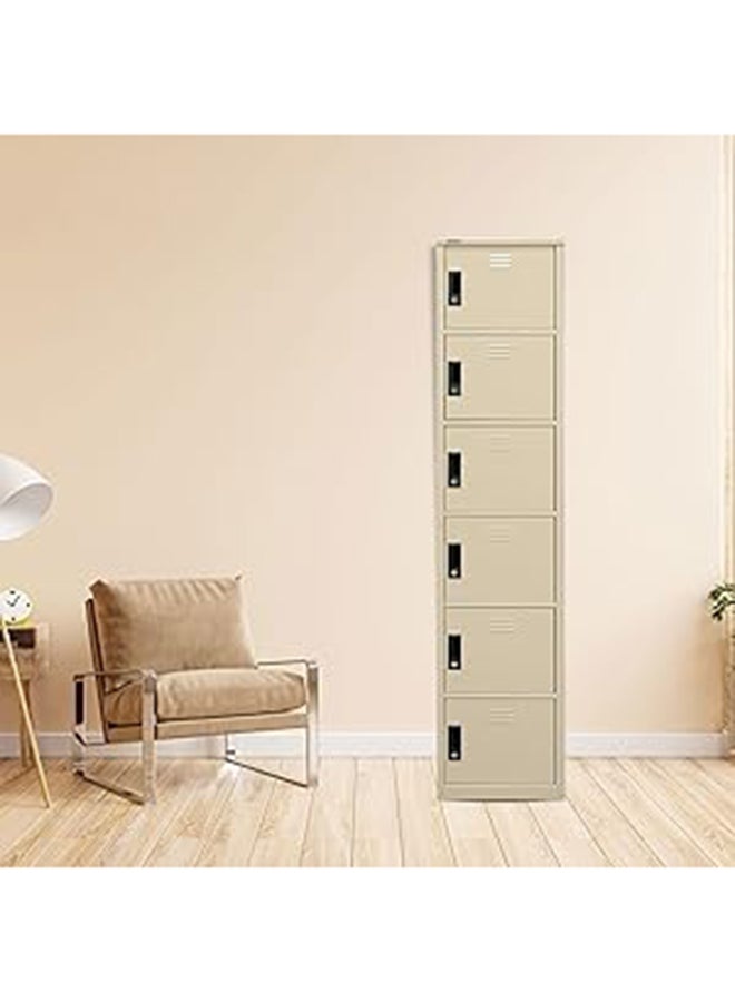 RIGID Steel Curved 6 doors Locker Beige 180x38x46.5cm  - Image 1