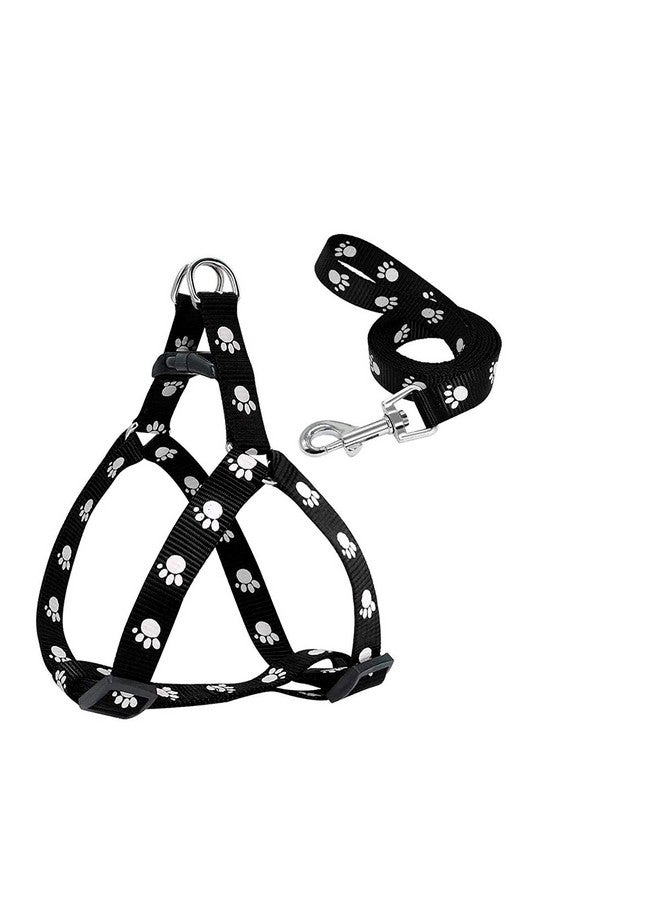 Nylon Adjustable Leash With Harness Set Printed Nylon Puppy Harness For Small & Medium Dogs Colour May Vary (0.5 Inch), Multicoloured - Image 4