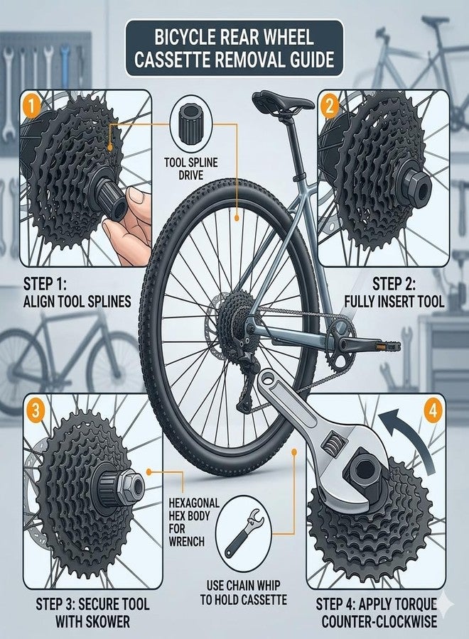 Wavva® Alloy Steel E-Bazar Bicycle Flywheel Freewheel Locking Remover Bike Repair Tool for Cycle. (Black) - Image 3