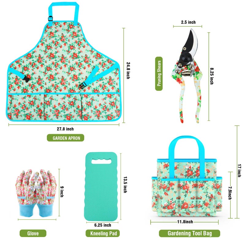 WANCHI Garden Tools Set WANCHI 10 Piece Heavy Duty Floral Garden Tool Set Gardening Gifts for Women Men Birthday Rust-Proof Aluminum Garden Hand Tools Gardening Kit with Tote Bag Apron Glove - Image 2