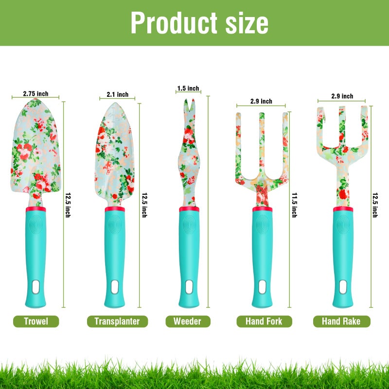 WANCHI Garden Tools Set WANCHI 10 Piece Heavy Duty Floral Garden Tool Set Gardening Gifts for Women Men Birthday Rust-Proof Aluminum Garden Hand Tools Gardening Kit with Tote Bag Apron Glove - Image 3