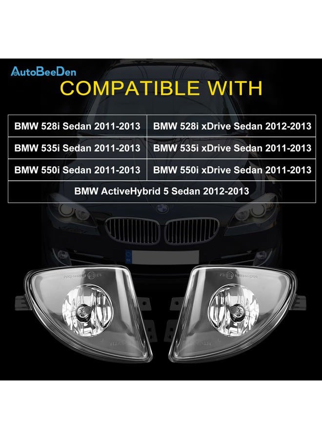 AutoBeeDen Fog Lights compatible with BMW 528i 535i 550i xDrive Sedan, ActiveHybrid 5 Sedan, F10 F11 5 Series, 2011 2012 2013, 1 Pair Fog Lamps (Clear) - Image 2
