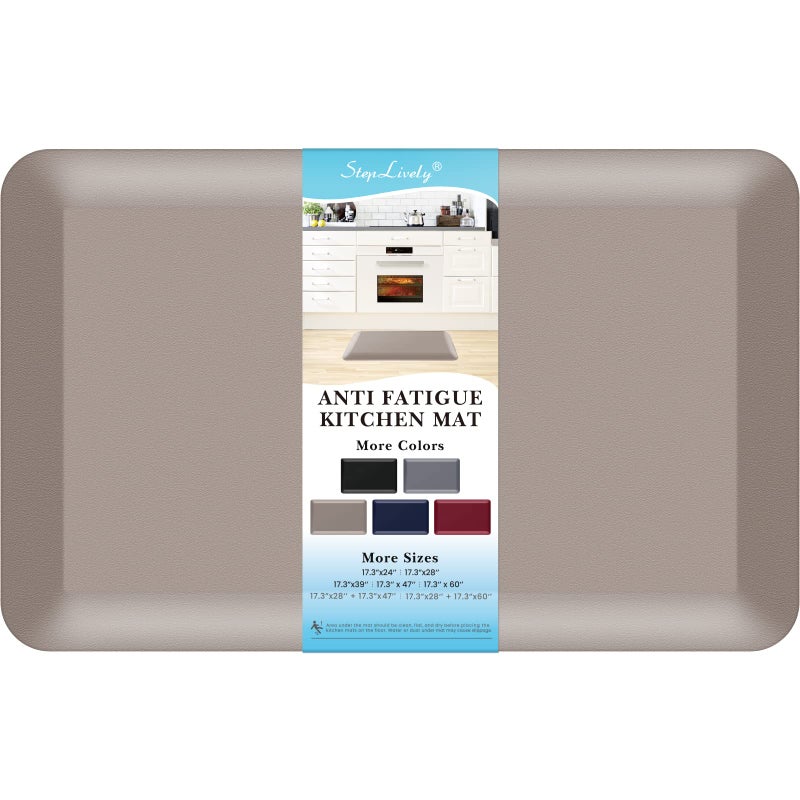 StepLively 45 Inch Thick Kitchen Mat  Cushioned Anti Fatigue Mats for Kitchen Floor  Easy to Clean Waterproof NonSlip Kitchen Rug for Sink Office Kitchen 17x24 Brown