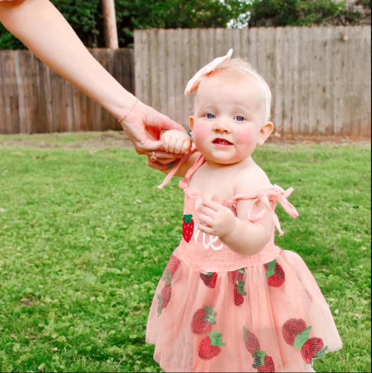 TITKKOP Baby Girl 1st Birthday Clothes One Year Old Tulle Romper Sleeveless Bodysuit Cake Smash Outfits(Pink,12-18M) - Image 2