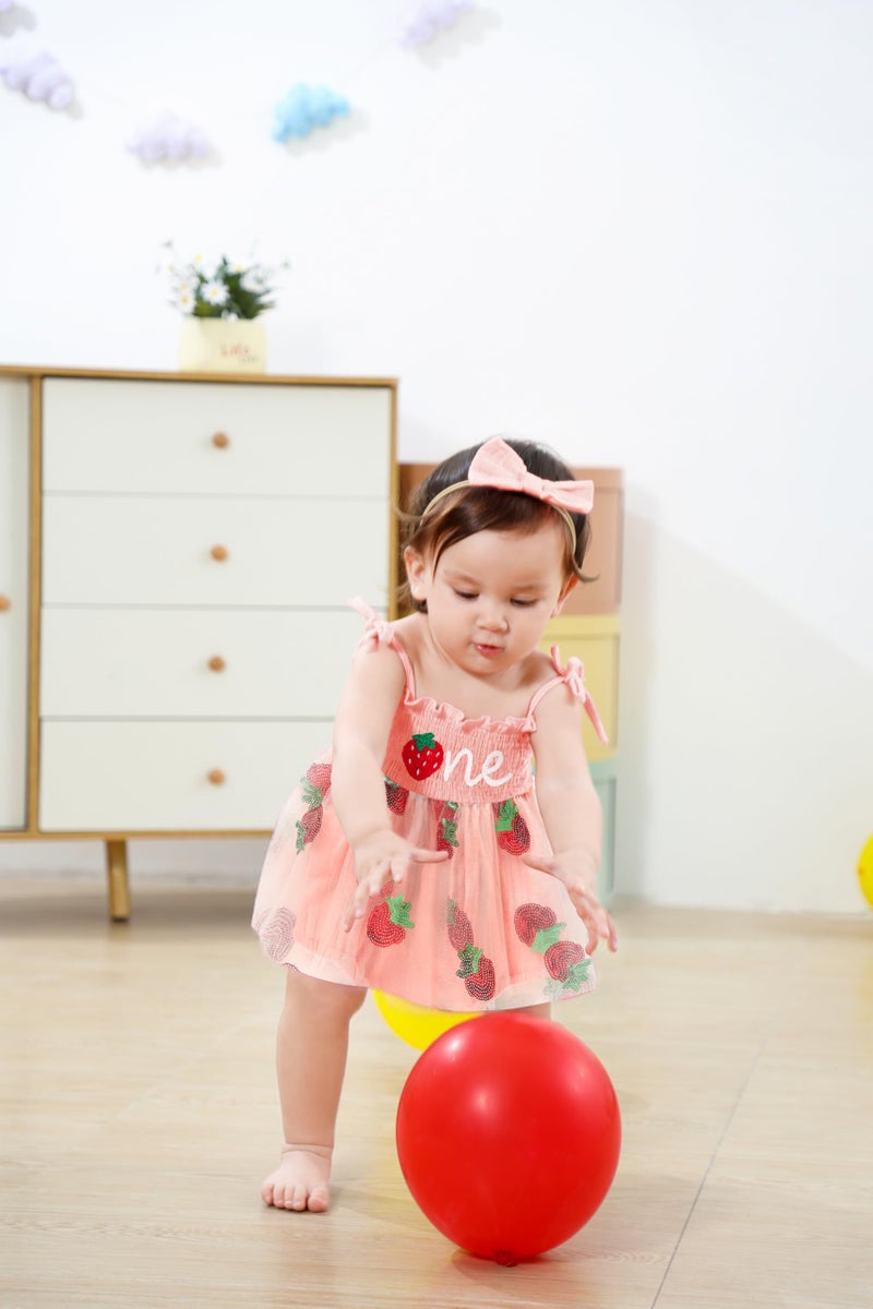 TITKKOP Baby Girl 1st Birthday Clothes One Year Old Tulle Romper Sleeveless Bodysuit Cake Smash Outfits(Pink,12-18M) - Image 4