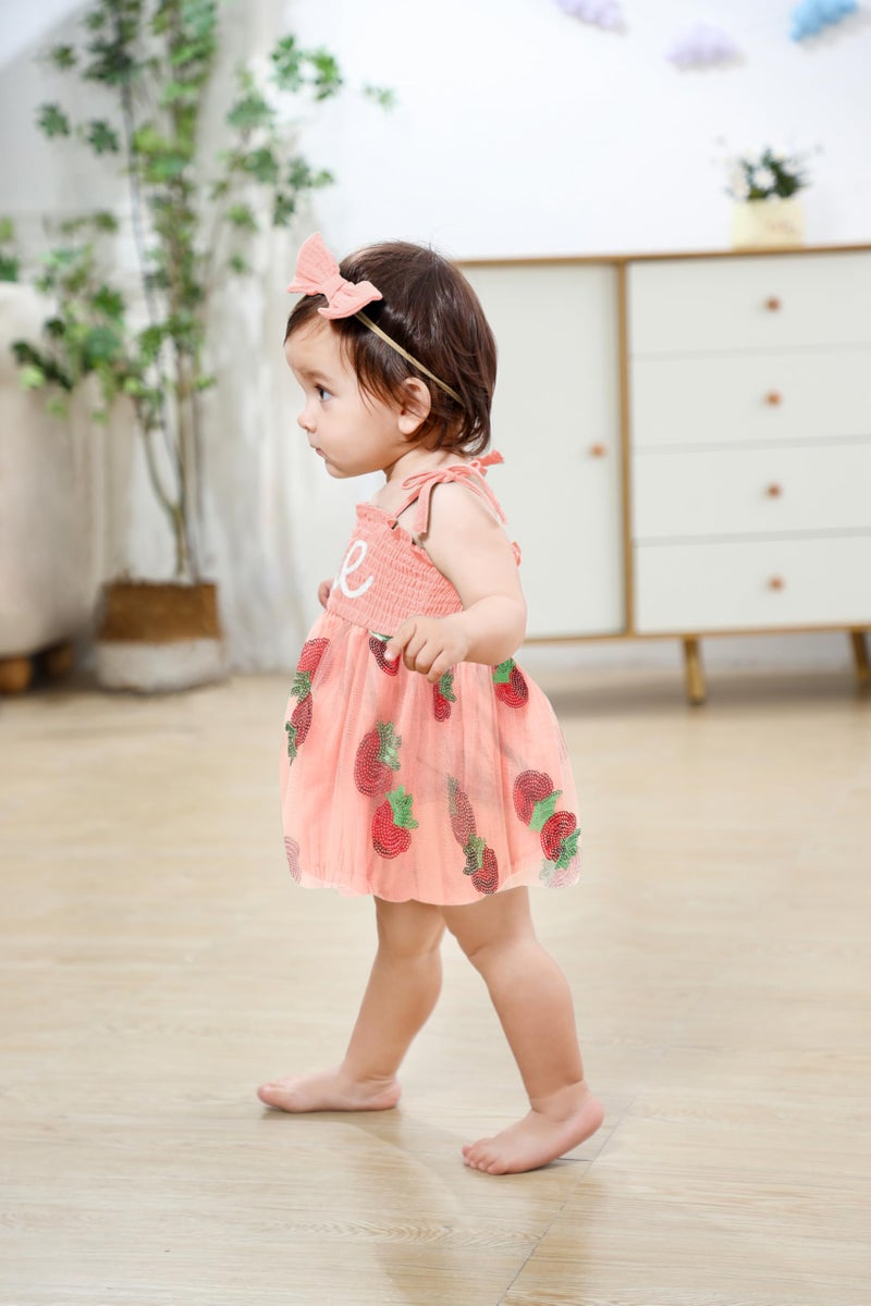 TITKKOP Baby Girl 1st Birthday Clothes One Year Old Tulle Romper Sleeveless Bodysuit Cake Smash Outfits(Pink,12-18M) - Image 5
