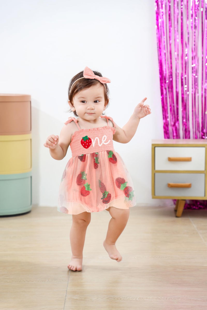 TITKKOP Baby Girl 1st Birthday Clothes One Year Old Tulle Romper Sleeveless Bodysuit Cake Smash Outfits(Pink,12-18M) - Image 3