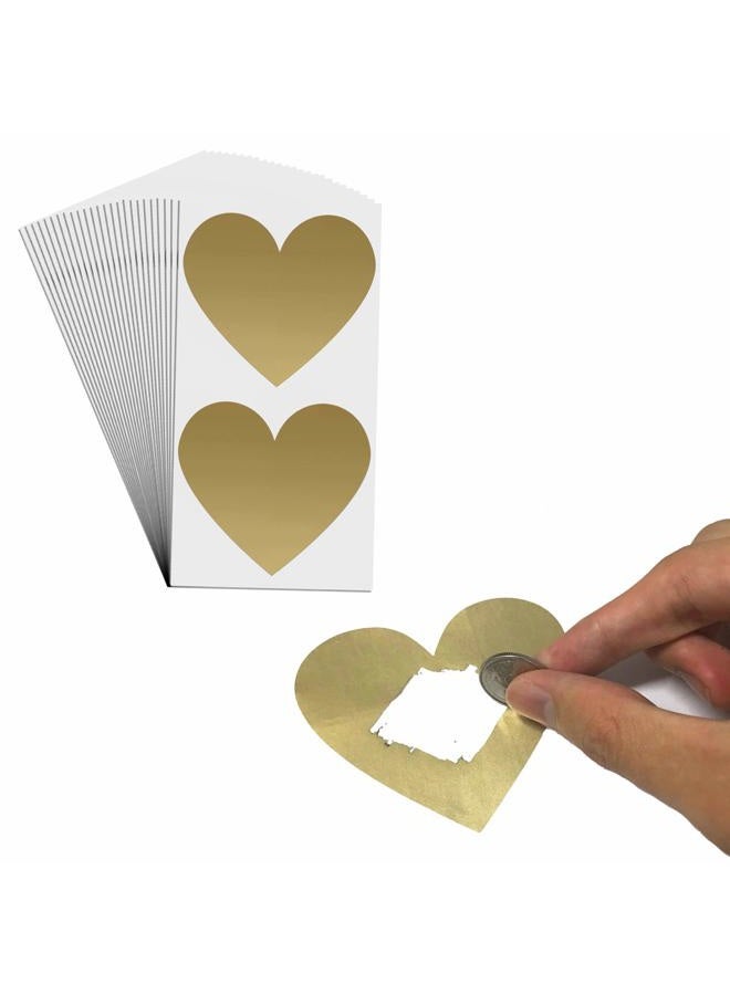 ScratchStix 50 Pack, 3" Heart Scratch Off Stickers Labels - Gold - Image 1
