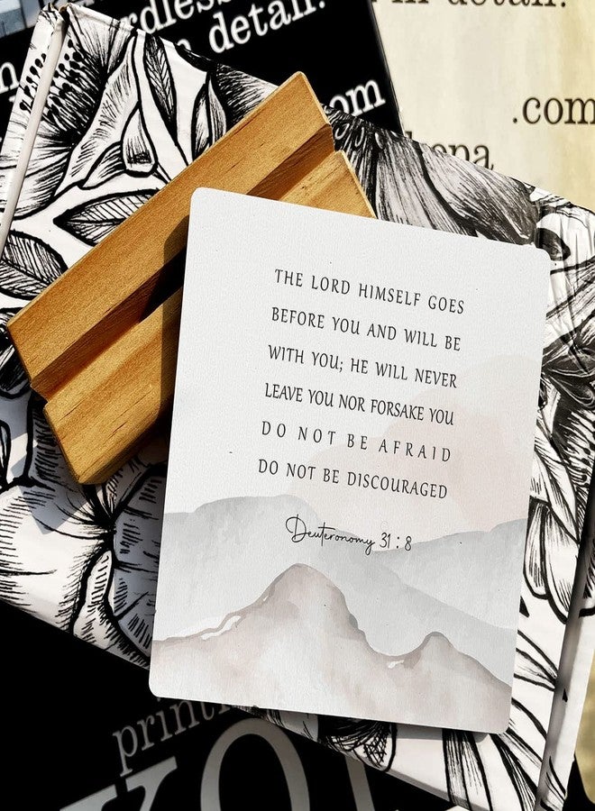 IYEZH Country the Lord Himself Goes Before You Bible Verses Wooden Plaque Sign Desk Decor Rustic Motivational Deuteronomy 31:8 Christian Desk Sign Decor for Home Office 4 x 4 Inches - Image 2
