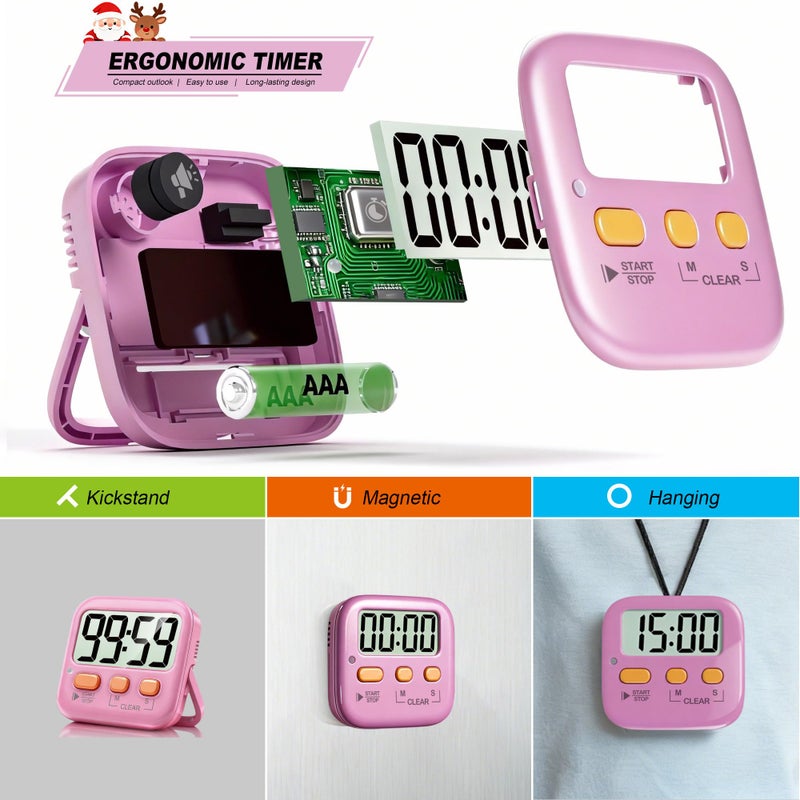Antonki 2 Pack Digital Timer For Kids  Magnetic Countdown Kitchen Timers For Cooking  Egg  Classroom  Teacher  Exercise  Study  Oven - Battery Included - Image 4