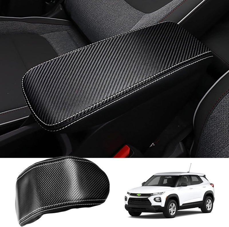 Autorder Center Console Cover for Chevy/Chevrolet Trailblazer 2021 2022 2023 2024 Accessories Carbon Fiber Armrest Cover Anti-Scratch Middle Console Pad Leather Armrest Protector - Image 1